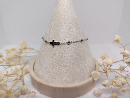 Bracelet Enfant Croix Argenté – Acier Inoxydable