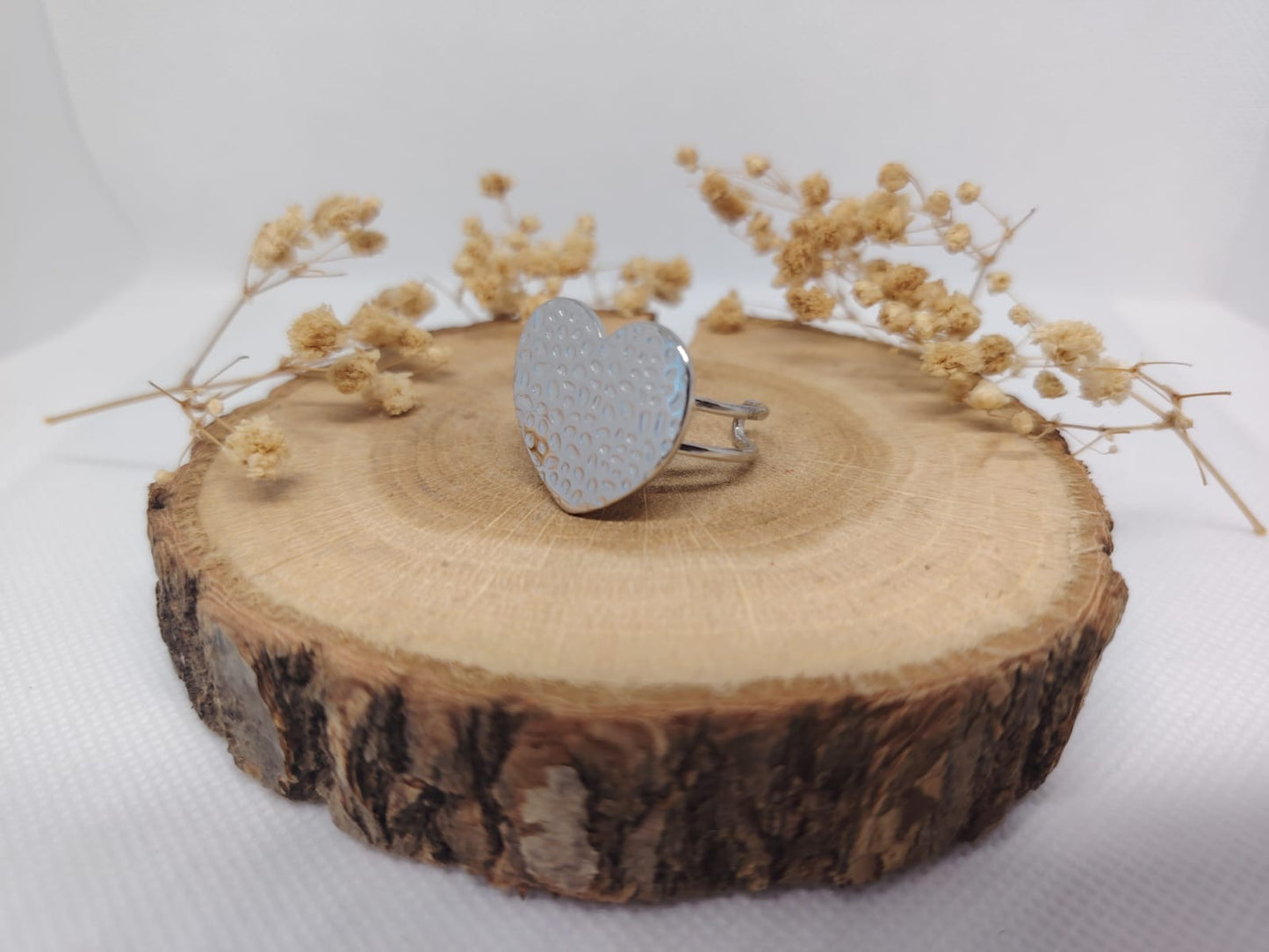 Bague Cœur Martelée en Acier Inoxydable – Caractère & Élégance