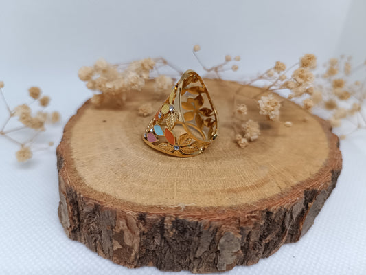 Bague Ornée de Fleurs - Doré