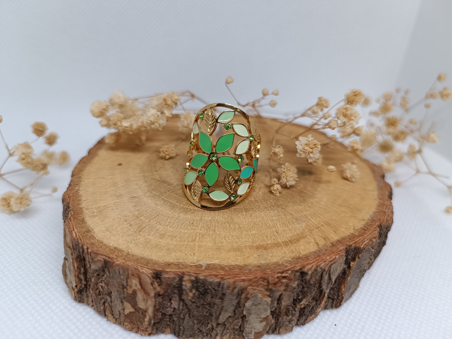 Bague Ornée de Fleurs - Doré