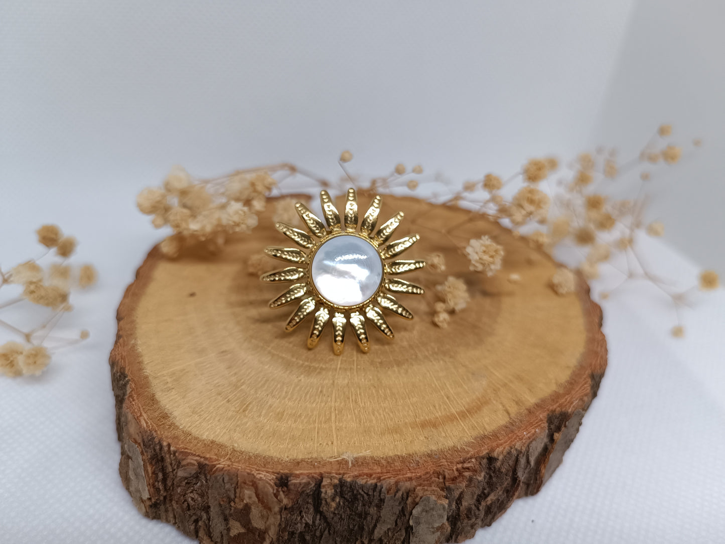 Bague Soleil Nacré - Doré
