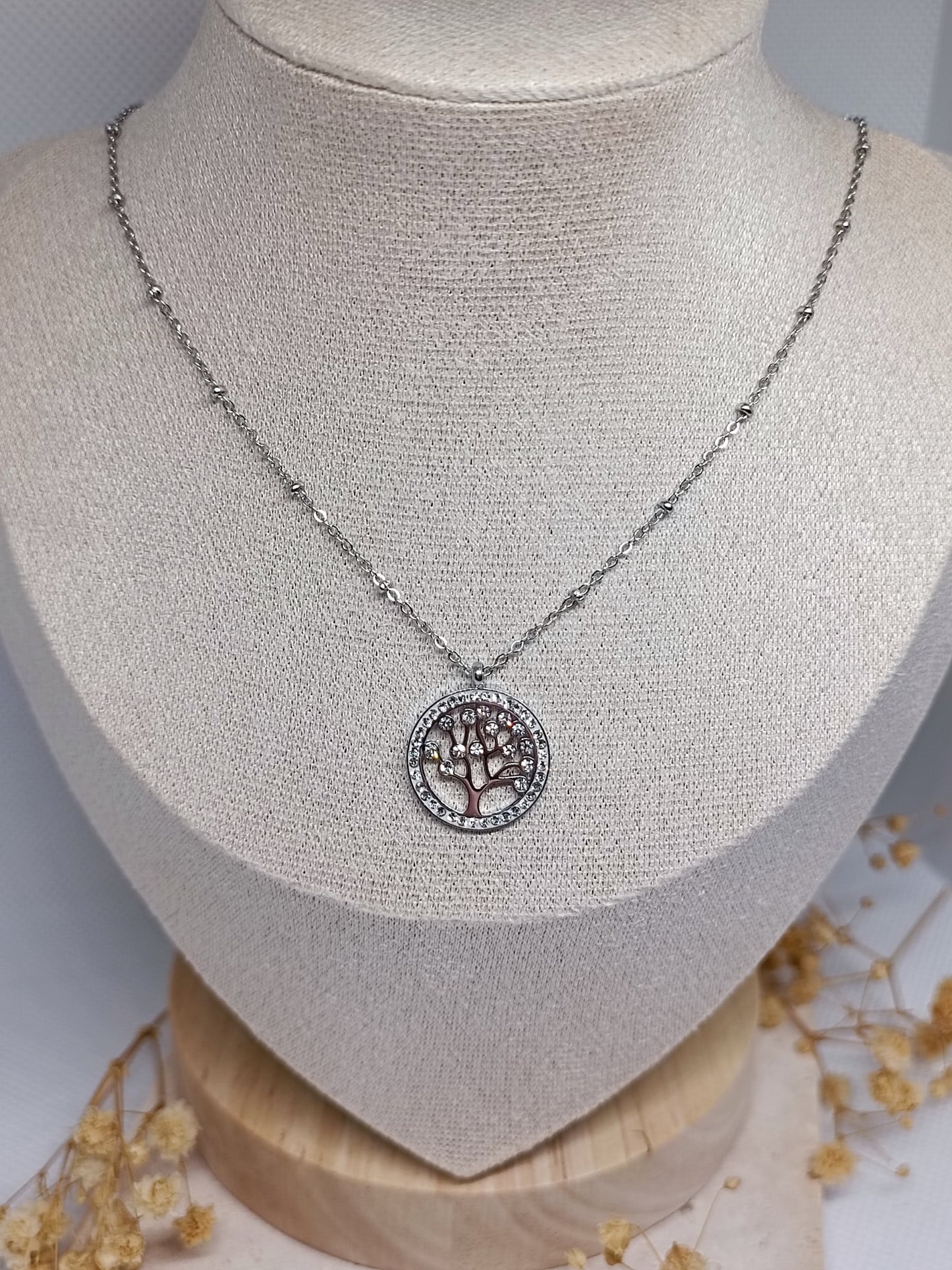 Collier Arbre de Vie Strass - Argenté