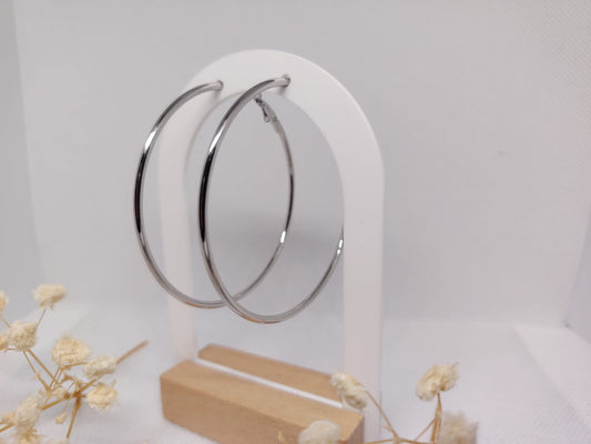 Créoles Argent 60 mm – Acier inoxydable