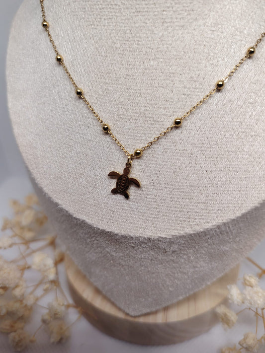 Collier Enfant Tortue Doré – Acier Inoxydable