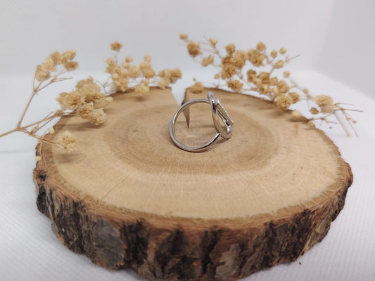 Bague Géométrique Sertie de Cristaux en Acier Inoxydable – Élégance Moderne