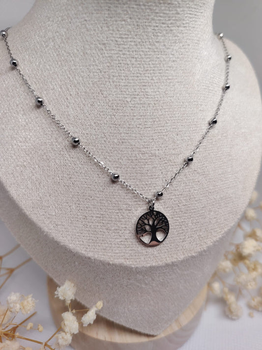 Collier Arbre de Vie en acier inoxydable – Argenté