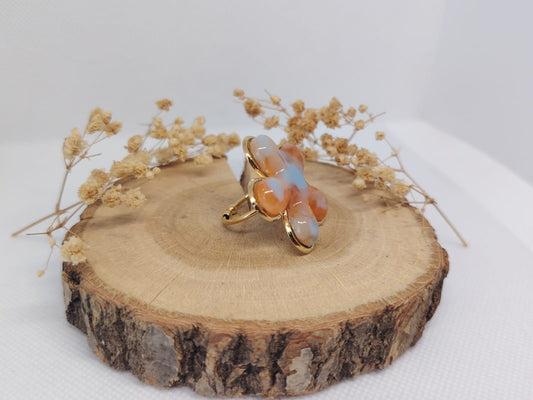 Bague Fleur Dorée en Acier Inoxydable – Douceur & Originalité