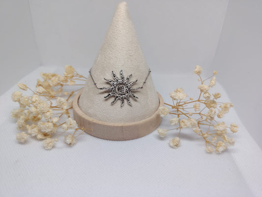 Collier Soleil Argenté en Acier Inoxydable