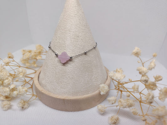 Bracelet Trèfle Rose en Acier Inoxydable