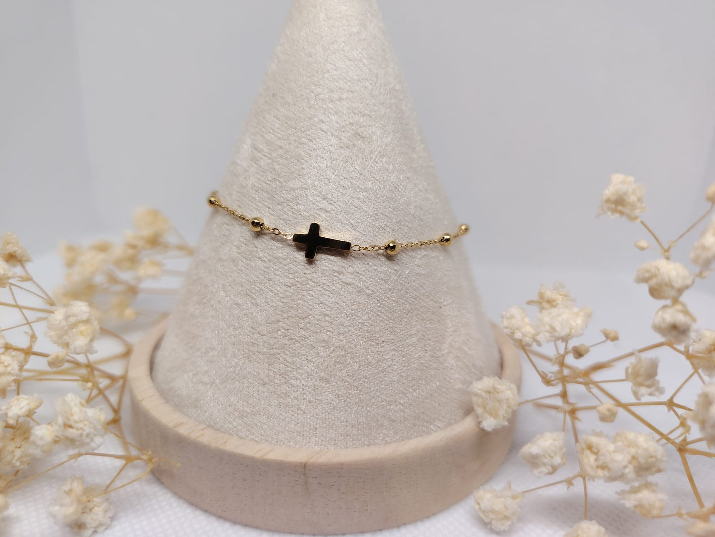 Bracelet Enfant Croix Doré – Acier Inoxydable