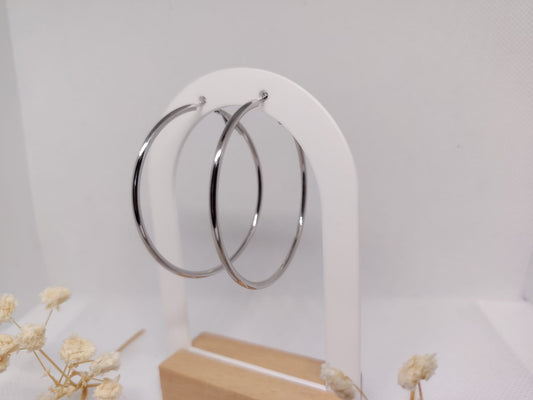 Créoles Argent 40 mm – Acier inoxydable