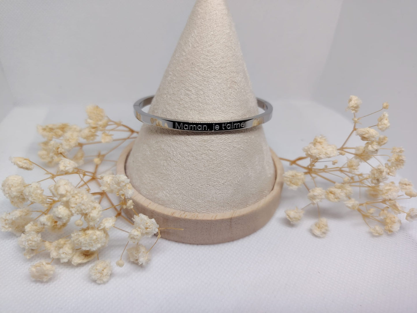 Bracelet Jonc « Maman, je t’aime » en Acier Inoxydable