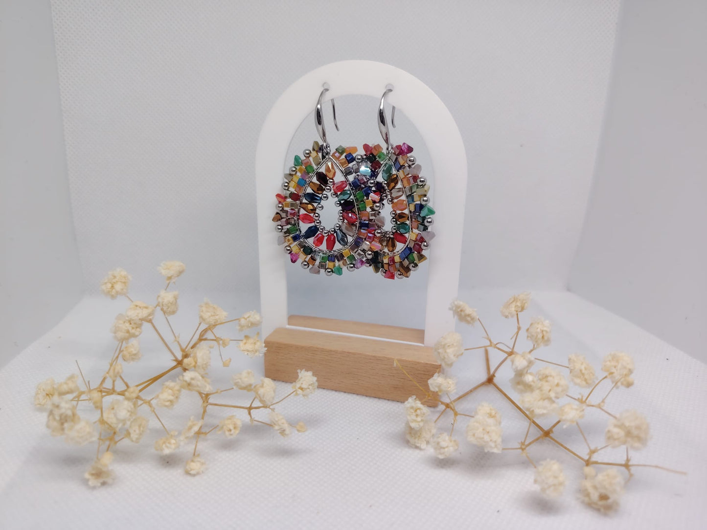 Boucles d’oreilles perles & cristaux – Acier inoxydable