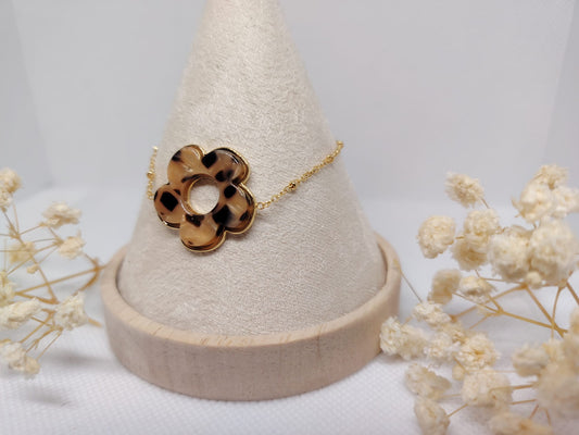 Bracelet Fleur Léopard – Acier Inoxydable Doré