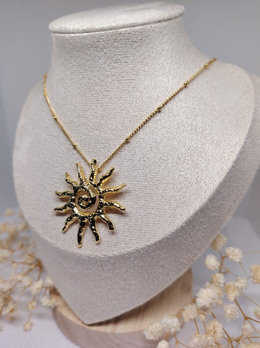 Collier Soleil Spirale – Acier inoxydable