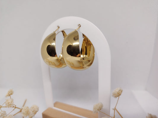 Boucles d’oreilles créoles épaisses dorées – Acier inoxydable