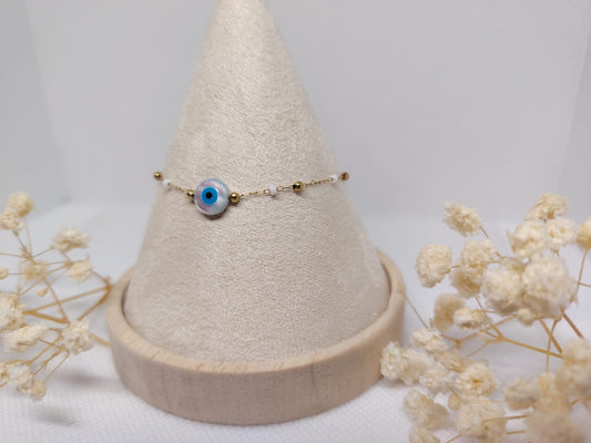 Bracelet Œil Protecteur – Acier Inoxydable Doré