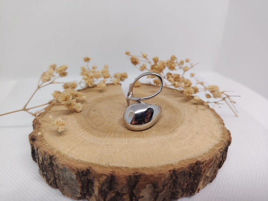 Bague Goutte Moderne en Acier Inoxydable – Design Sculptural