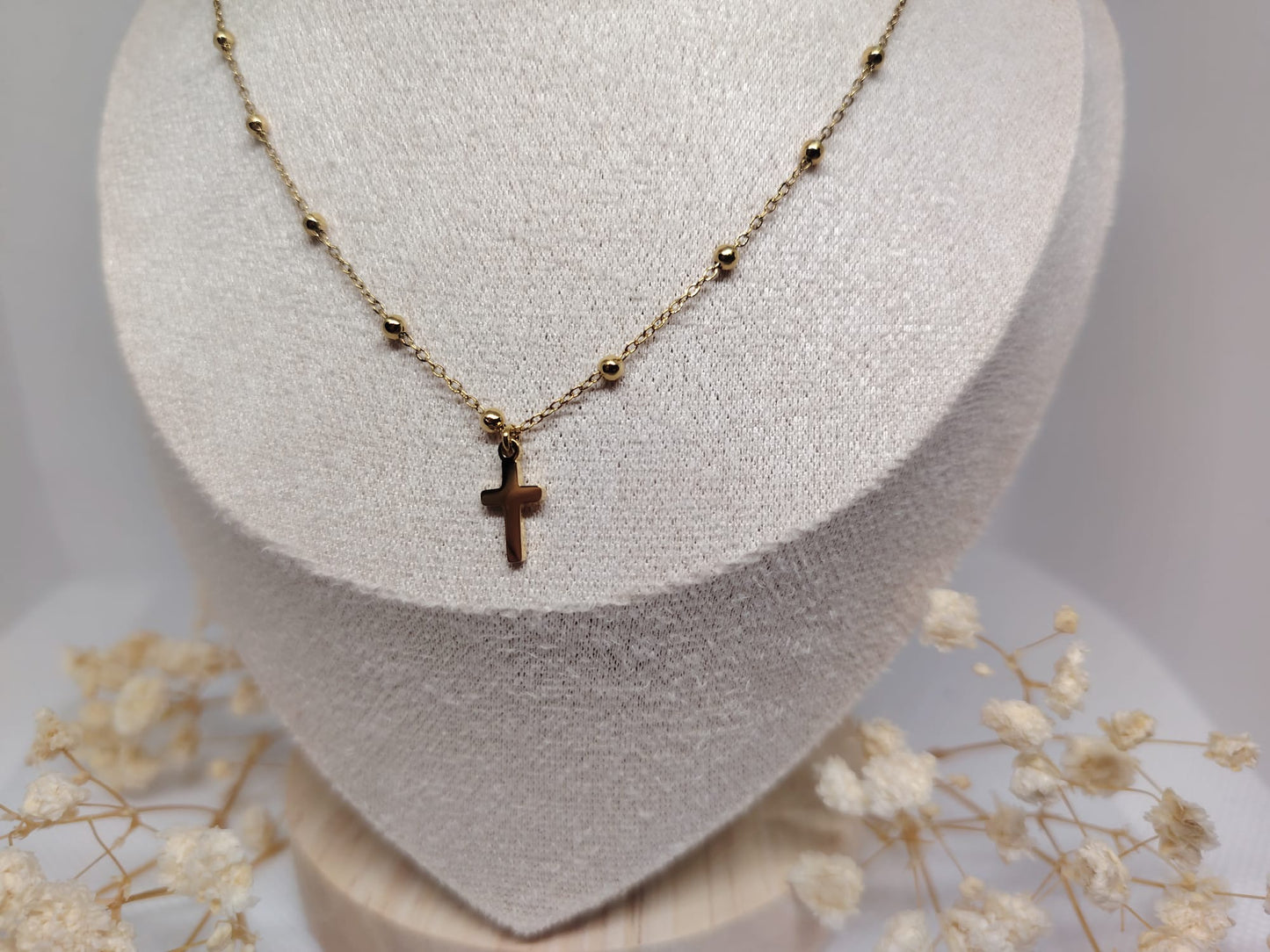 Collier Enfant Croix Dorée – Acier Inoxydable