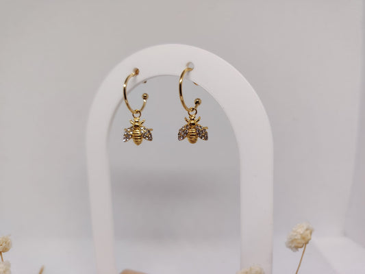 Boucles d’oreilles Abeille Dorée – Acier Inoxydable