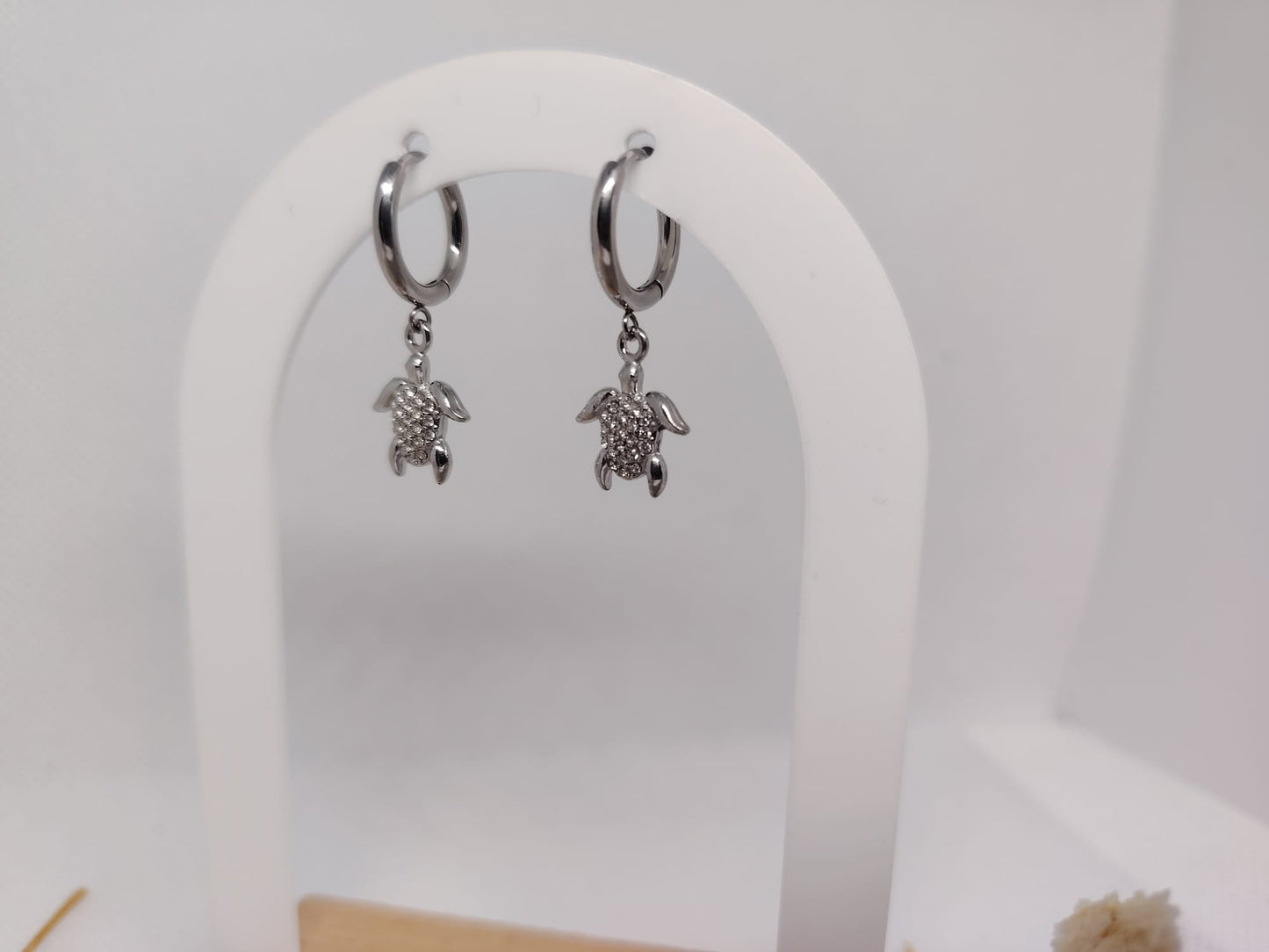 Boucles d’Oreilles Tortue en Acier Inoxydable Argent