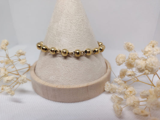 Bracelet perles dorées en acier inoxydable