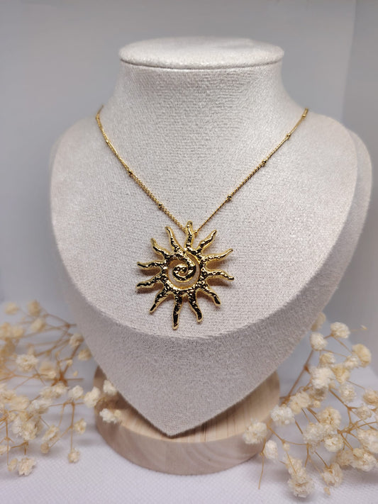 Collier Soleil Spirale – Acier inoxydable