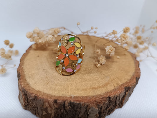 Bague Ornée de Fleurs - Doré