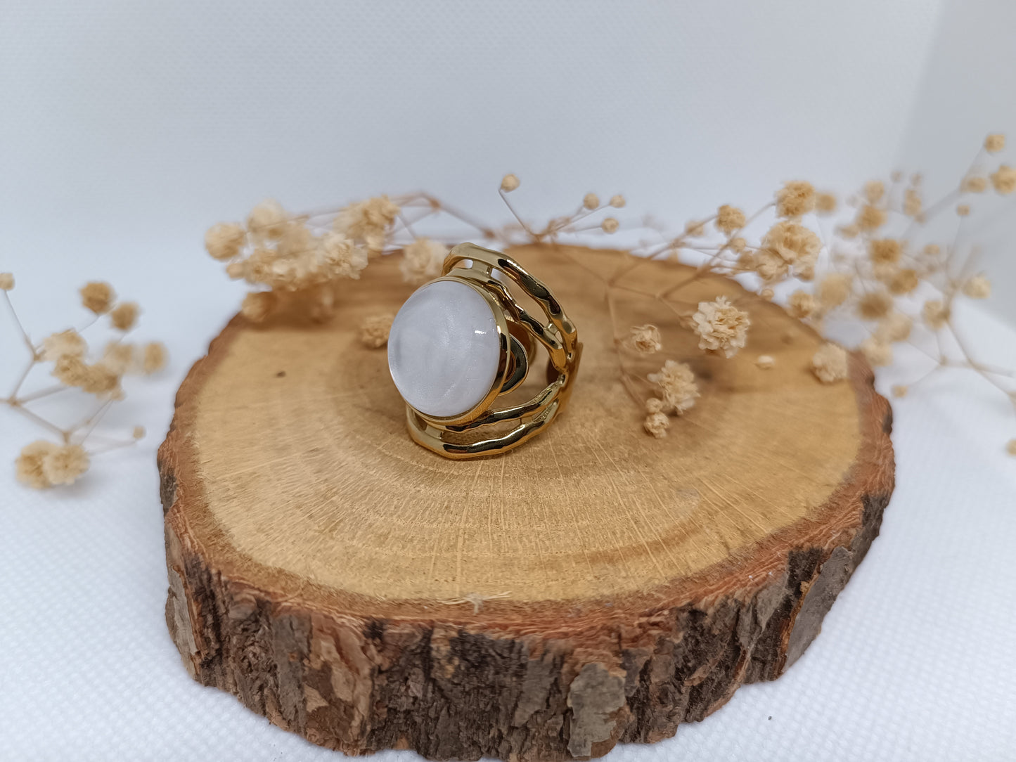 Bague Ovale Nacré - Doré
