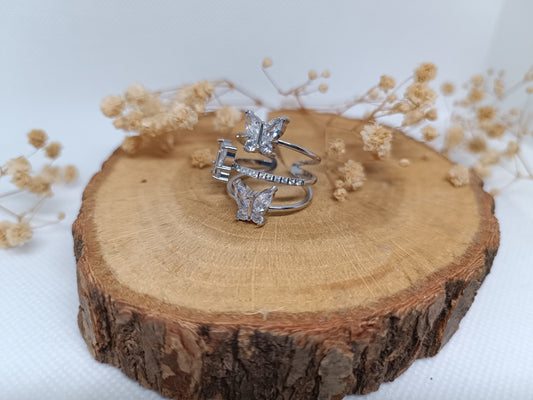 Bague Papillons - Argenté