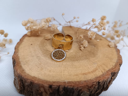 Bague Breloque Arbre de Vie -  Doré