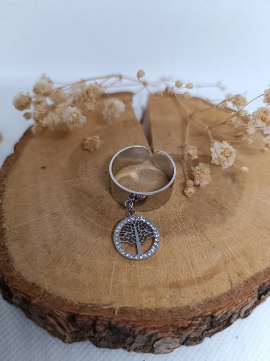 Bague Breloque Arbre de Vie - Argenté