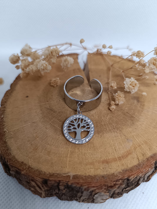 Bague Arbre de Vie Breloque - Argenté
