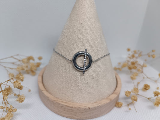 Bracelet Rond Barré Strass - Argenté