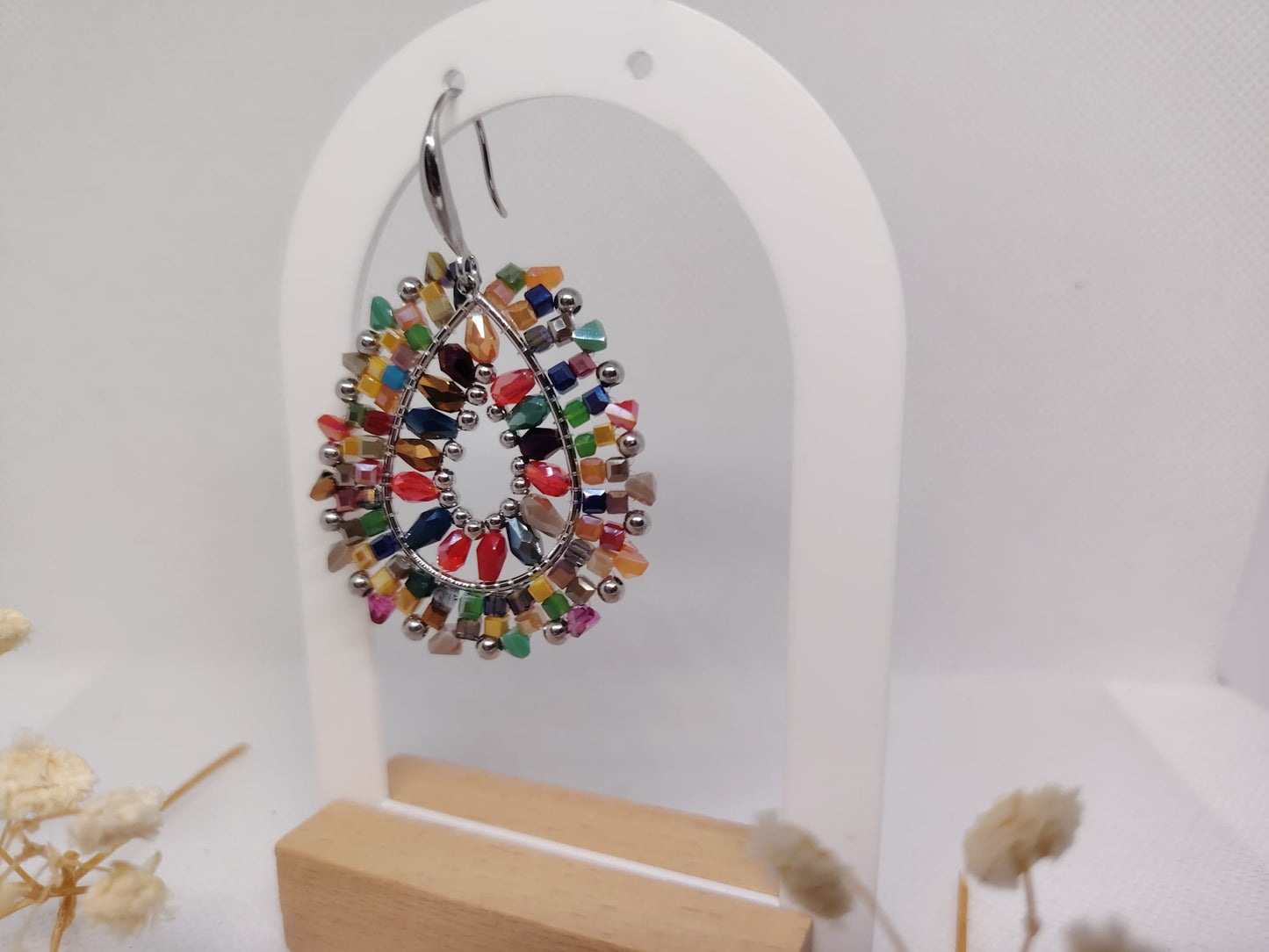 Boucles d’oreilles perles & cristaux – Acier inoxydable