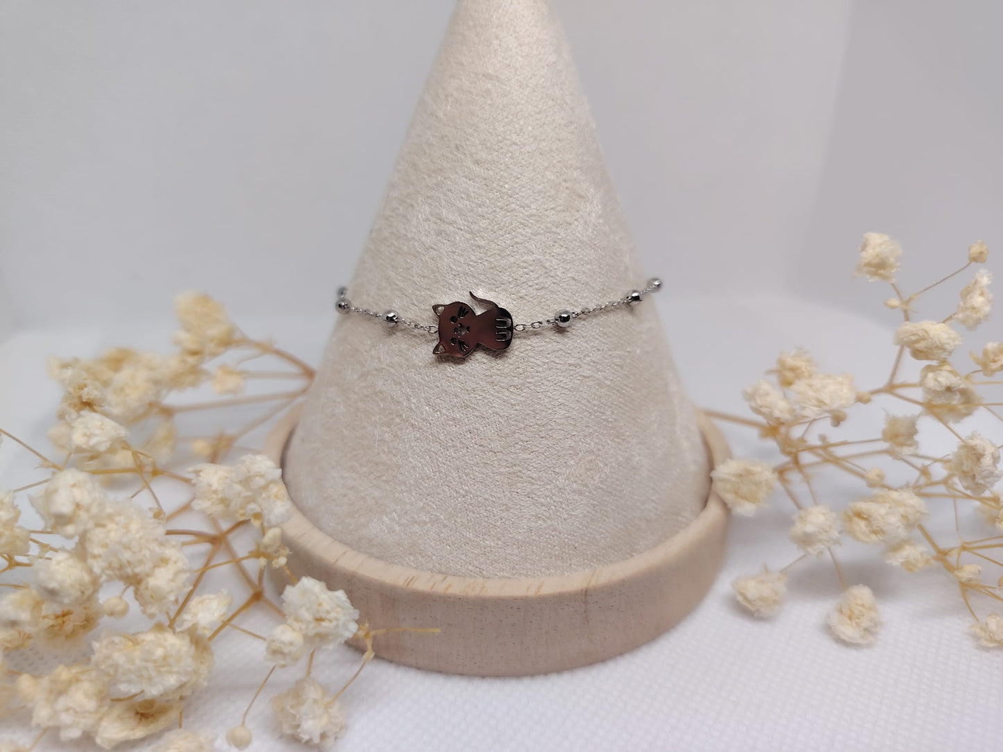 Bracelet Enfant Chat Argenté – Acier Inoxydable