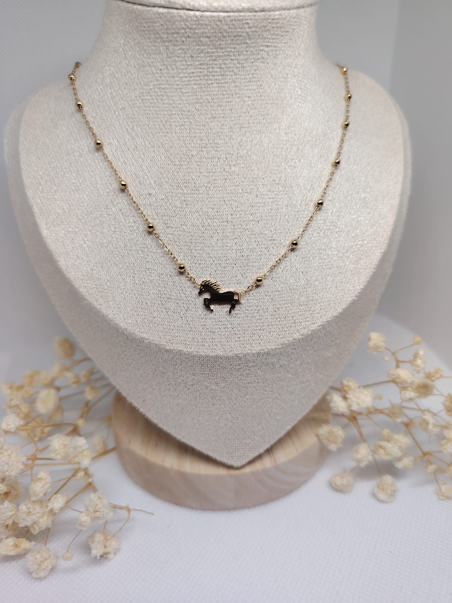 Collier Enfant Cheval Doré – Acier Inoxydable