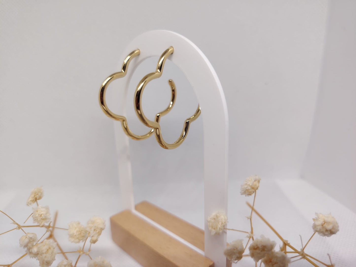 Boucles D’Oreilles Trèfles Dorées Acier Inoxydable