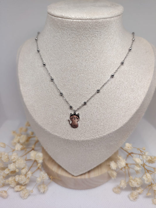 Collier Enfant Chat Argenté – Acier Inoxydable