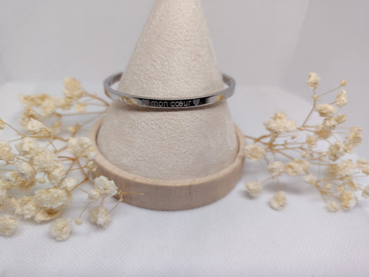 Bracelet Jonc « Mon Cœur » en Acier Inoxydable