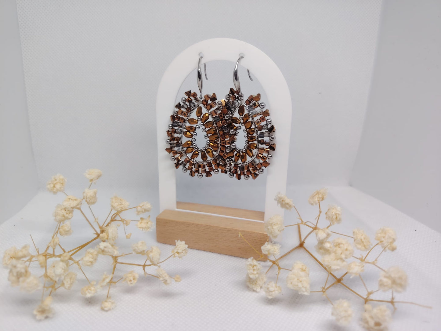 Boucles d’oreilles perles & cristaux – Acier inoxydable