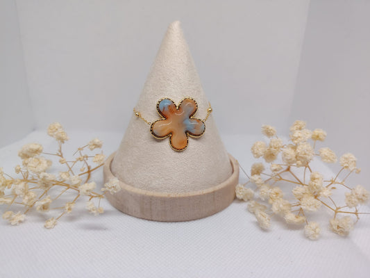 Bracelet Fleur Marbrée – Acier Inoxydable Doré