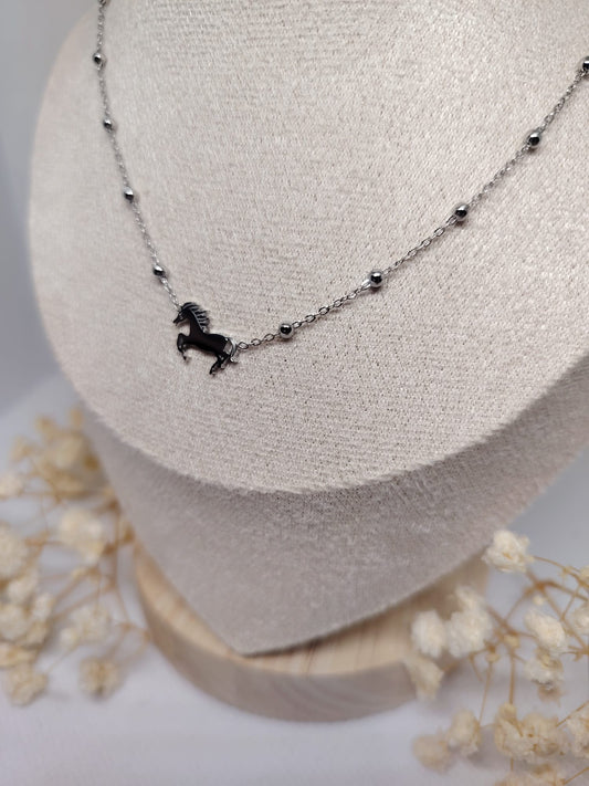 Collier Enfant Cheval Argenté – Acier Inoxydable