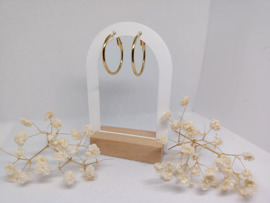 Boucles d’oreilles créoles – Acier inoxydable doré 30 mm