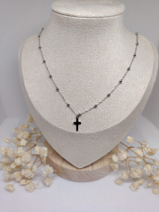 Collier Enfant Croix Argentée – Acier Inoxydable