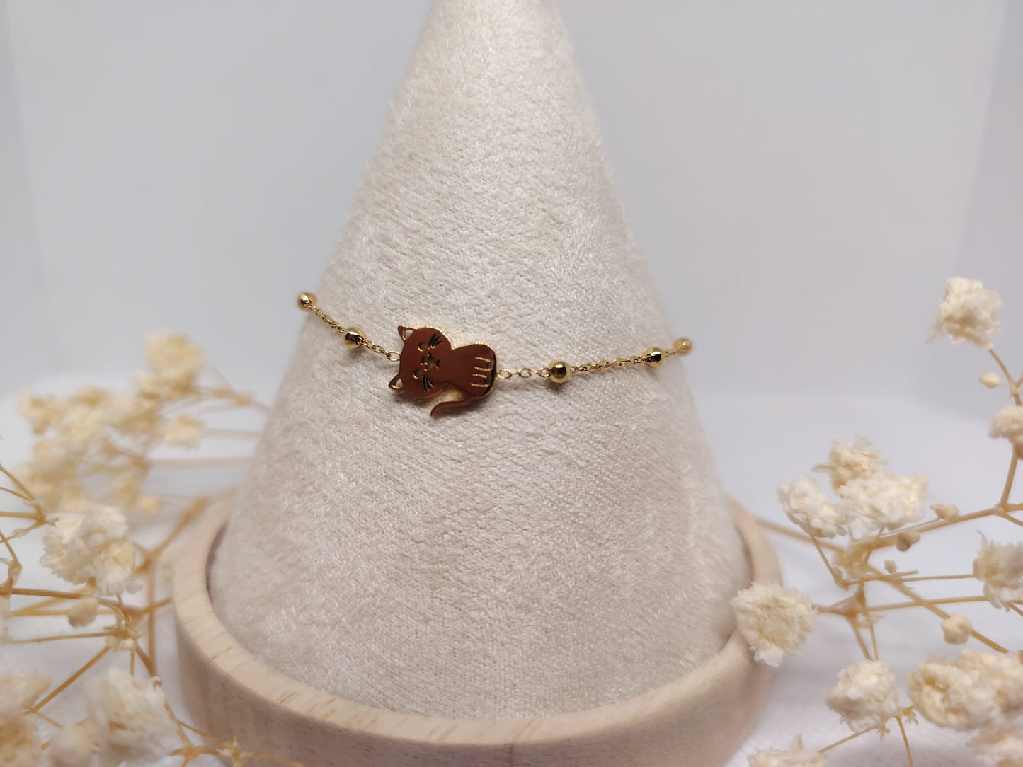 Bracelet Enfant Chat Doré – Acier Inoxydable