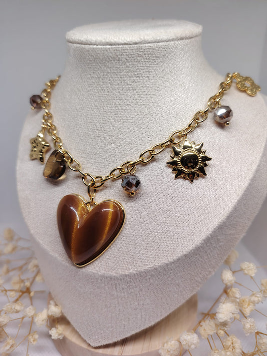 Collier charms cœur rouge – Acier inoxydable