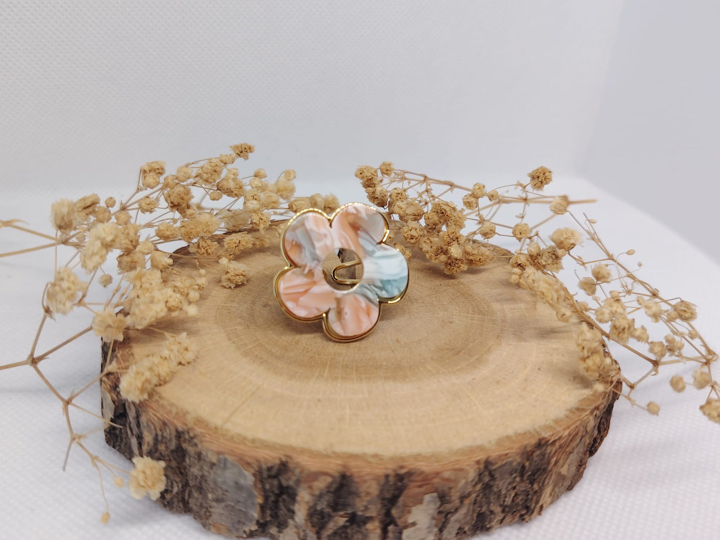 Bague Fleur Dorée En Acier Inoxydable