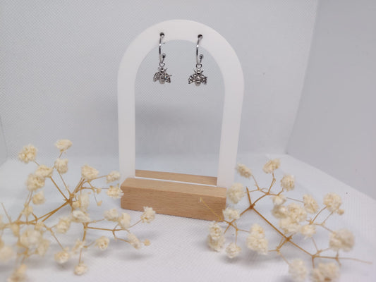 Boucles d’oreilles Abeille  Argent – Acier inoxydable