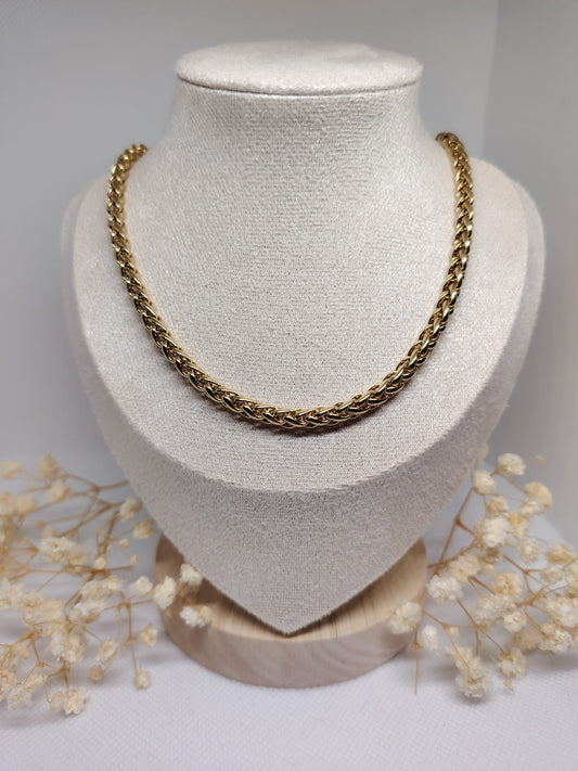 Collier Chaîne Tressée Dorée – Acier inoxydable